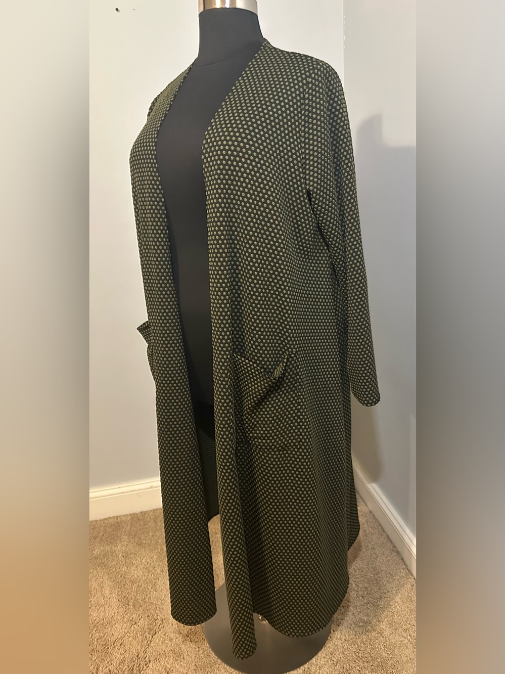 LulaRoe Green/Black Dotted duster/Cardigan